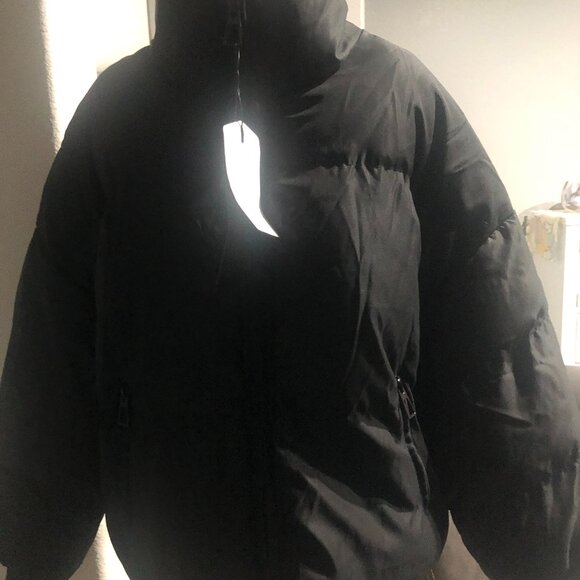 Cropped Puffer Jacket Women Oversized Winter Zip Up Long Sleeve Warm Short - Picture 2 of 6